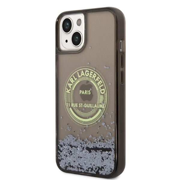 Deksel for Apple iPhone 14, Karl Lagerfeld, Liquid Glitter RSG, Svart
