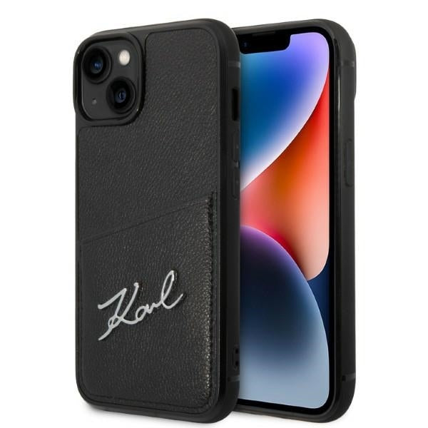 Deksel for Apple iPhone 14 Plus, Karl Lagerfeld, Cardslots Signature Logo, Svart