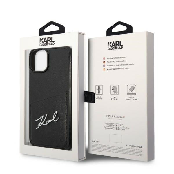 Deksel for Apple iPhone 14 Plus, Karl Lagerfeld, Cardslots Signature Logo, Svart