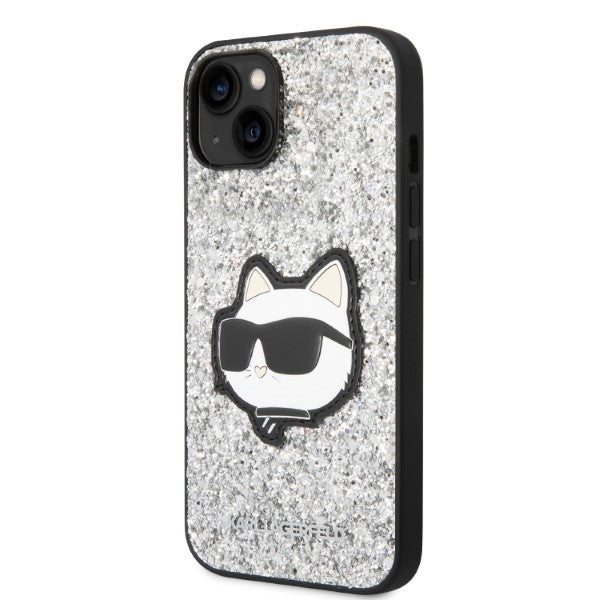 Deksel for Apple iPhone 14 Plus, Karl Lagerfeld, Glitter Choupette Patch, Sølvfarget