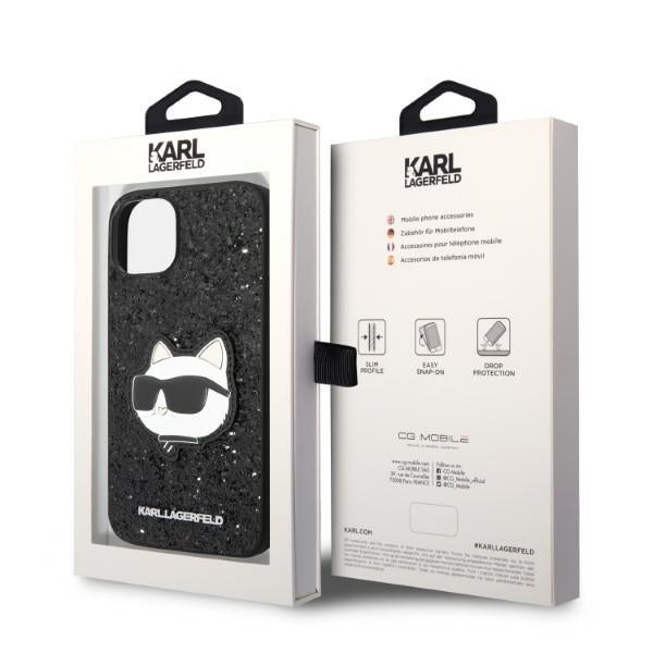 Deksel for Apple iPhone 14 Plus, Karl Lagerfeld, Glitter Choupette Patch, Svart