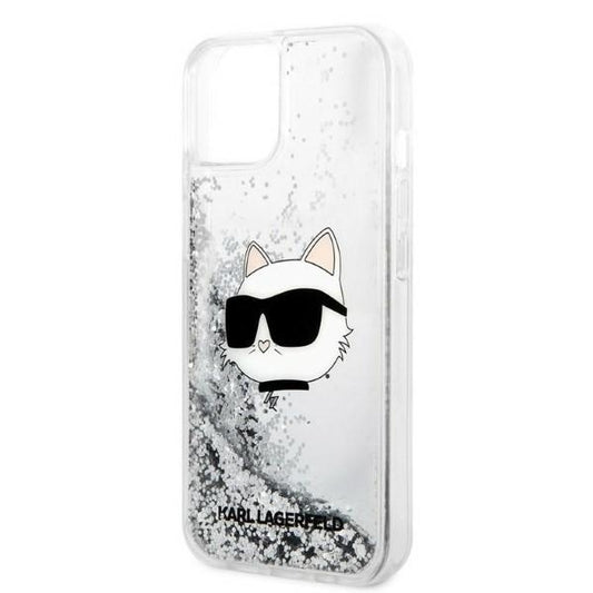 Deksel for Apple iPhone 14 Plus, Karl Lagerfeld, Glitter Choupette's Head, Sølvfarget