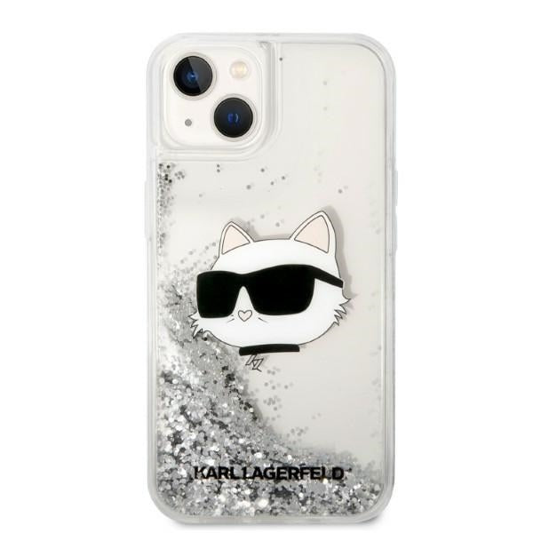 Deksel for Apple iPhone 14 Plus, Karl Lagerfeld, Glitter Choupette's Head, Sølvfarget