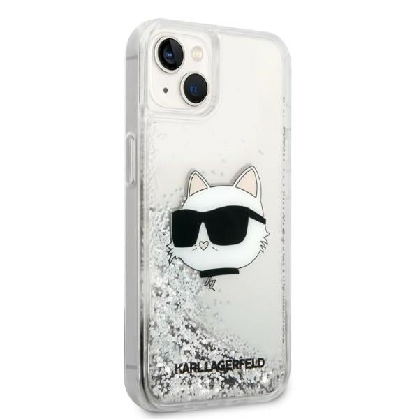 Deksel for Apple iPhone 14 Plus, Karl Lagerfeld, Glitter Choupette's Head, Sølvfarget