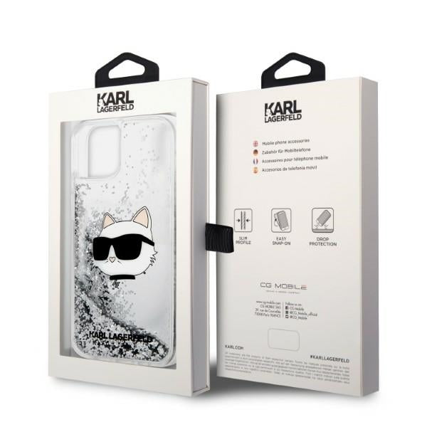 Deksel for Apple iPhone 14 Plus, Karl Lagerfeld, Glitter Choupette's Head, Sølvfarget