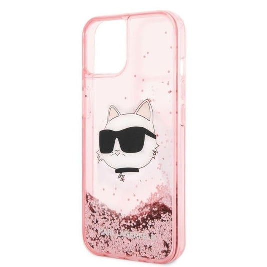 Deksel for Apple iPhone 14 Plus, Karl Lagerfeld, Glitter Choupette's Head, Rosa