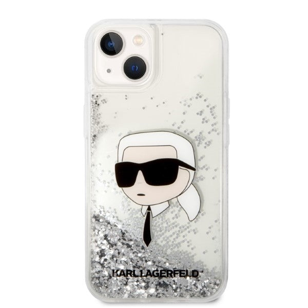 Deksel for Apple iPhone 14 Plus, Karl Lagerfeld, Glitter Karl's Head, Sølvfarget