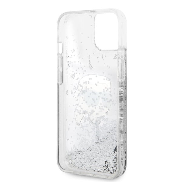 Deksel for Apple iPhone 14 Plus, Karl Lagerfeld, Glitter Karl's Head, Sølvfarget