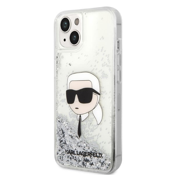 Deksel for Apple iPhone 14 Plus, Karl Lagerfeld, Glitter Karl's Head, Sølvfarget