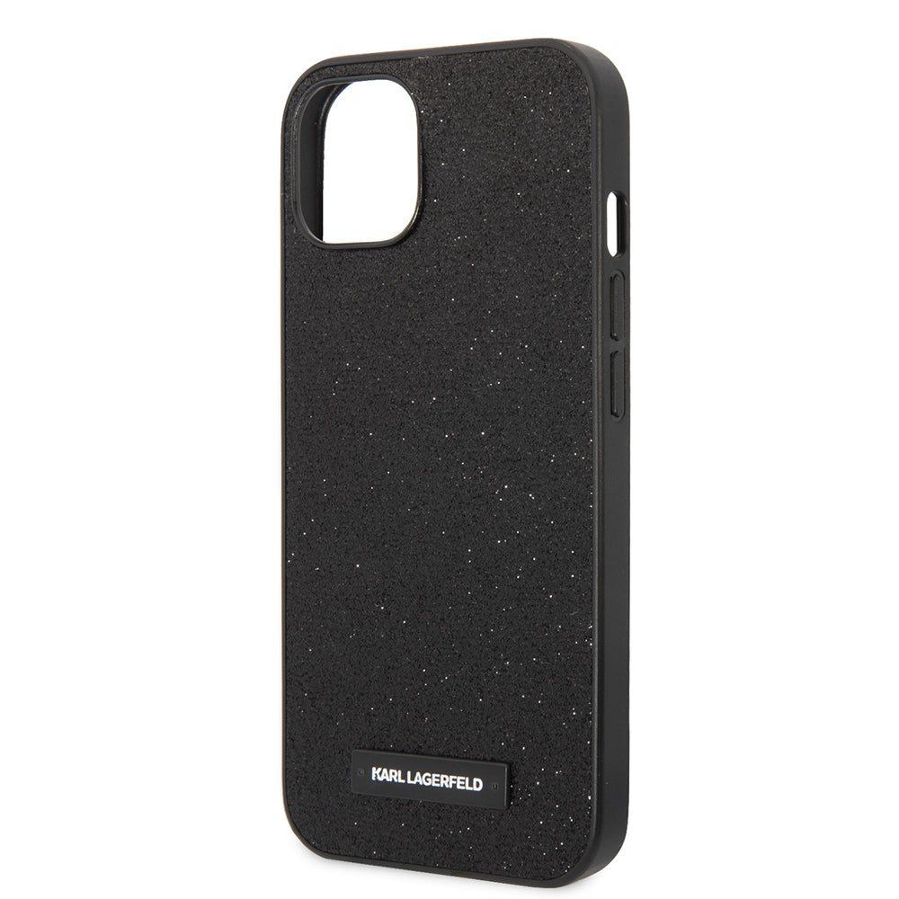 Deksel for Apple iPhone 14 Plus, Karl Lagerfeld, Glitter Plaque Logo, Svart