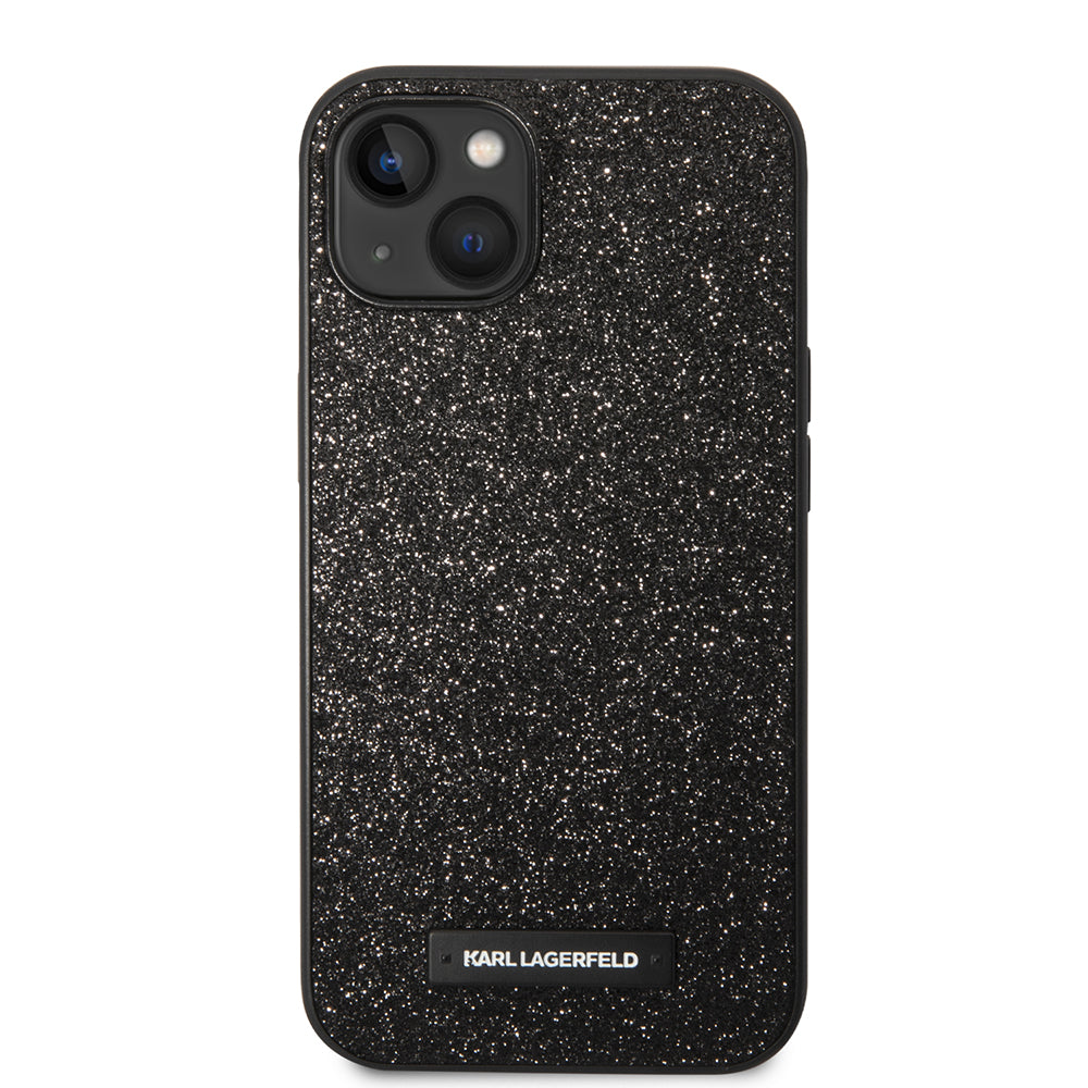 Deksel for Apple iPhone 14 Plus, Karl Lagerfeld, Glitter Plaque Logo, Svart