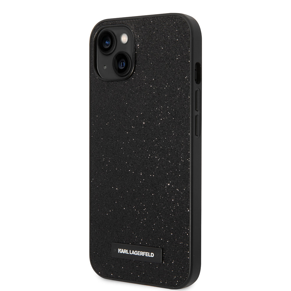 Deksel for Apple iPhone 14 Plus, Karl Lagerfeld, Glitter Plaque Logo, Svart