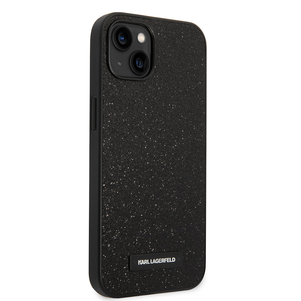 Deksel for Apple iPhone 14 Plus, Karl Lagerfeld, Glitter Plaque Logo, Svart