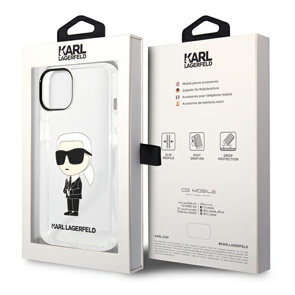 Deksel for Apple iPhone 14 Plus, Karl Lagerfeld, Ikonik Karl, Gjennomsiktig