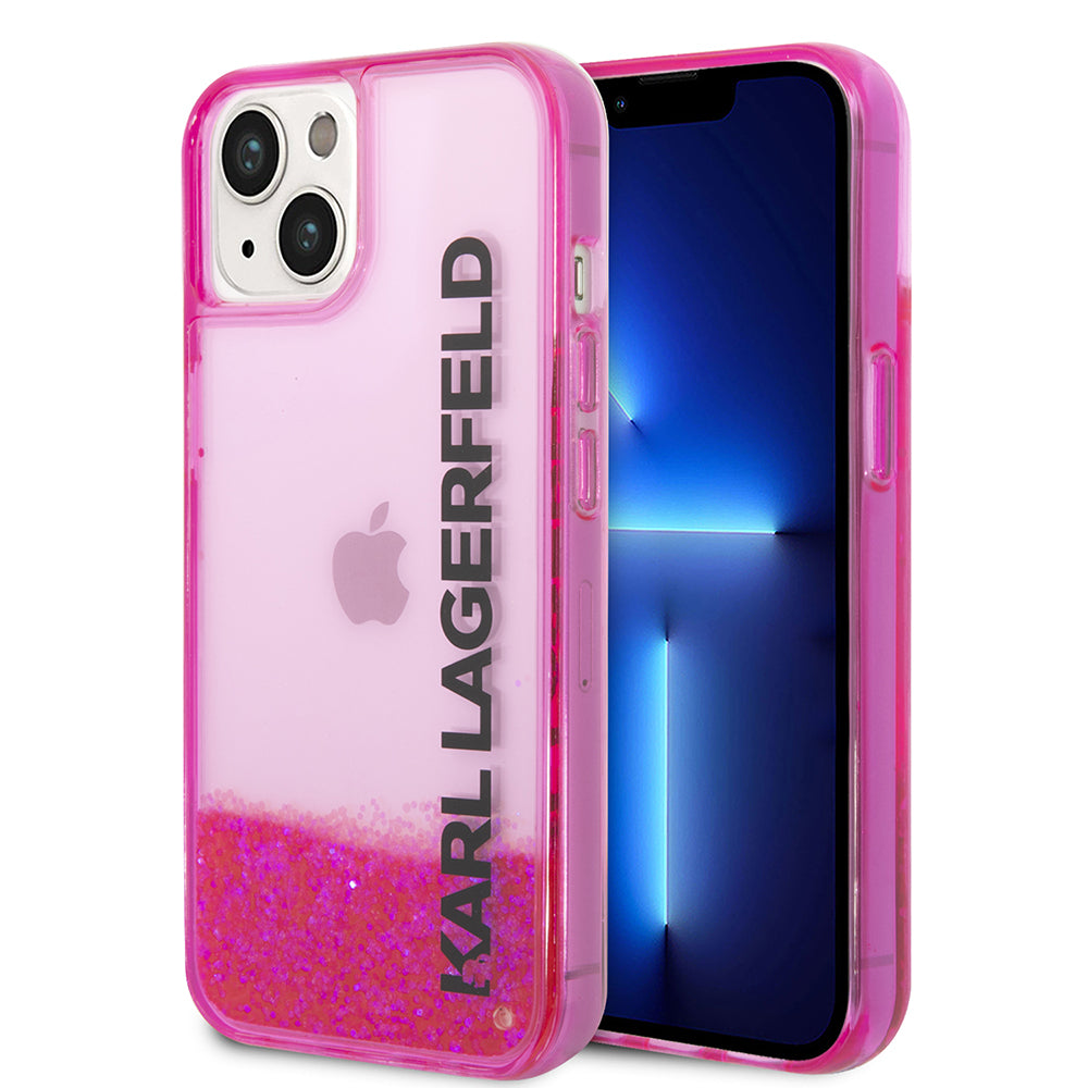 Deksel for Apple iPhone 14 Plus, Karl Lagerfeld, Liquid Glitter KL Logo, Rosa