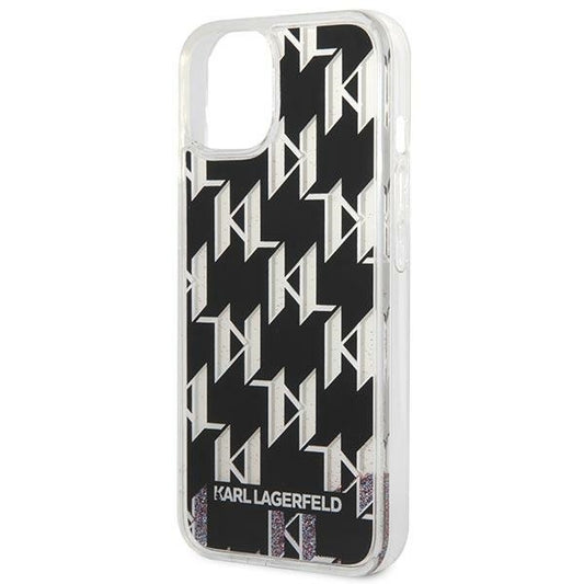 Deksel for Apple iPhone 14 Plus, Karl Lagerfeld, Liquid Glitter Monogram, Svart