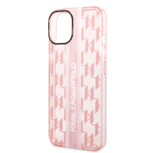 Deksel for Apple iPhone 14 Plus, Karl Lagerfeld, Monogram Stripe, Rosa