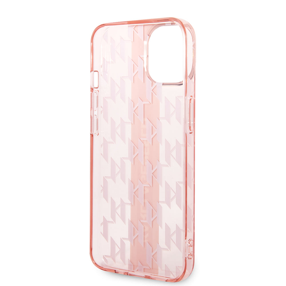 Deksel for Apple iPhone 14 Plus, Karl Lagerfeld, Monogram Stripe, Rosa