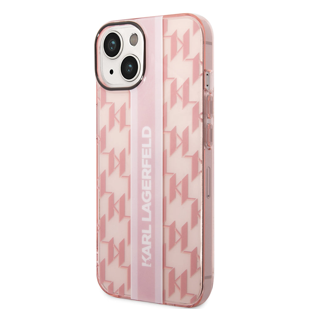Deksel for Apple iPhone 14 Plus, Karl Lagerfeld, Monogram Stripe, Rosa
