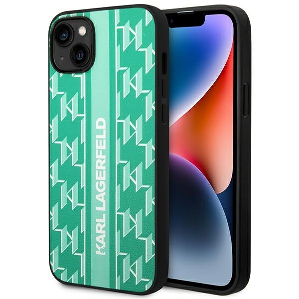 Deksel for Apple iPhone 14 Plus, Karl Lagerfeld, Monogram Stripe, Grønn