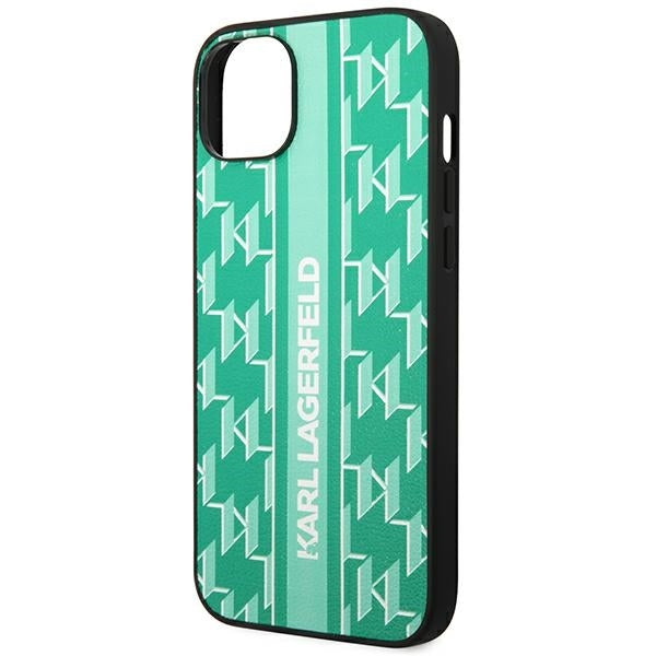 Deksel for Apple iPhone 14 Plus, Karl Lagerfeld, Monogram Stripe, Grønn