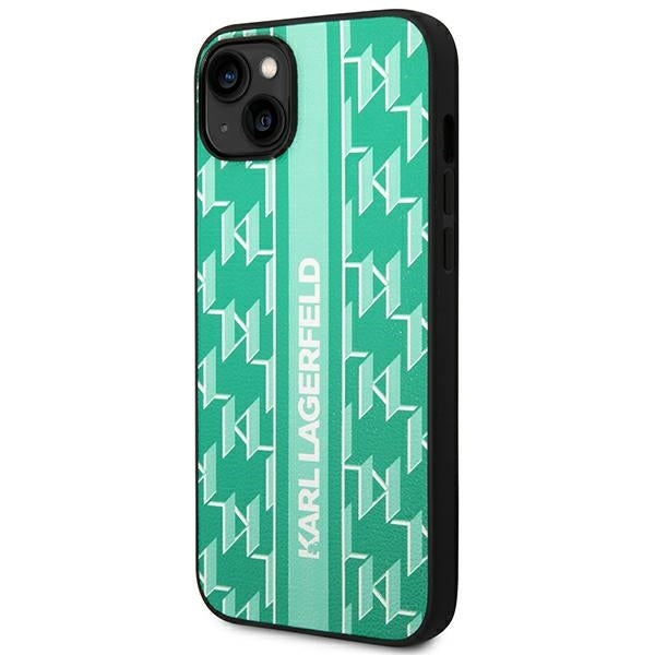 Deksel for Apple iPhone 14 Plus, Karl Lagerfeld, Monogram Stripe, Grønn