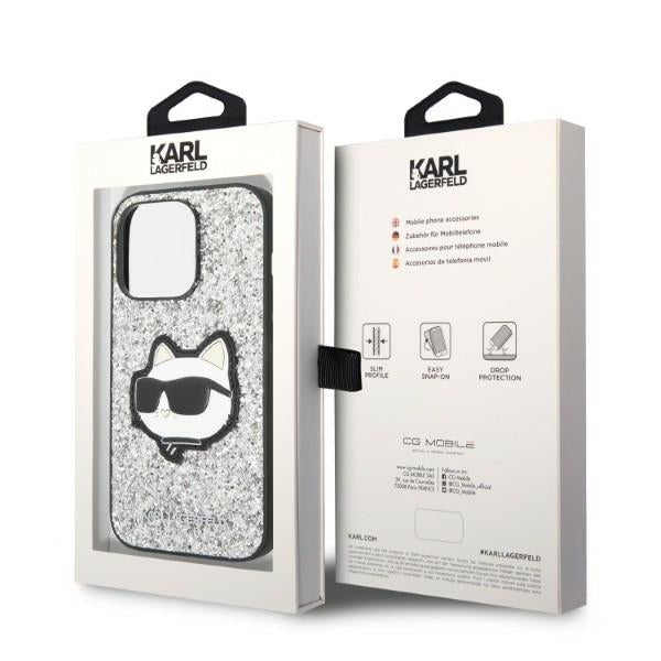 Deksel for Apple iPhone 14 Pro, Karl Lagerfeld, Glitter Choupette Patch, Sølv