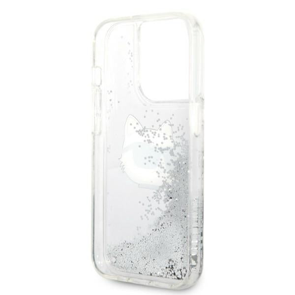 Deksel for Apple iPhone 14 Pro, Karl Lagerfeld, Glitter Choupette's Head, Sølvfarget
