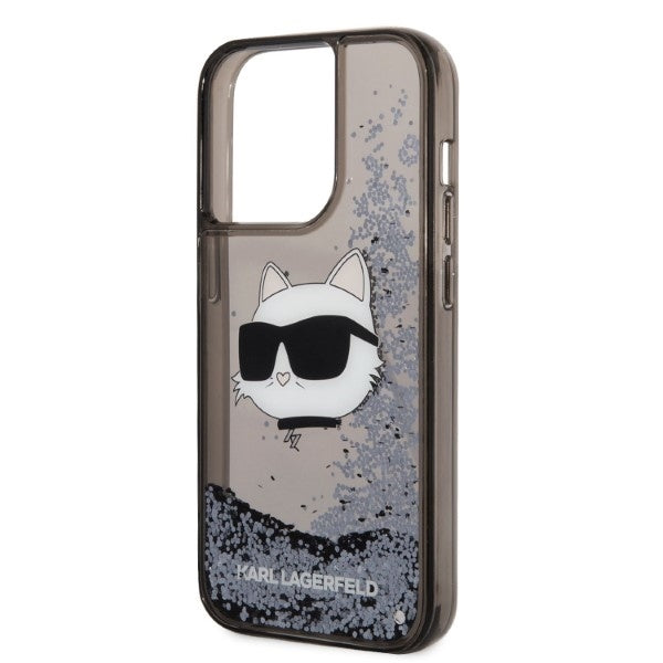 Deksel for Apple iPhone 14 Pro, Karl Lagerfeld, Glitter Choupette's Head, Svart