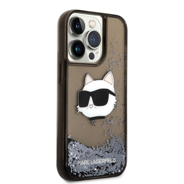 Deksel for Apple iPhone 14 Pro, Karl Lagerfeld, Glitter Choupette's Head, Svart