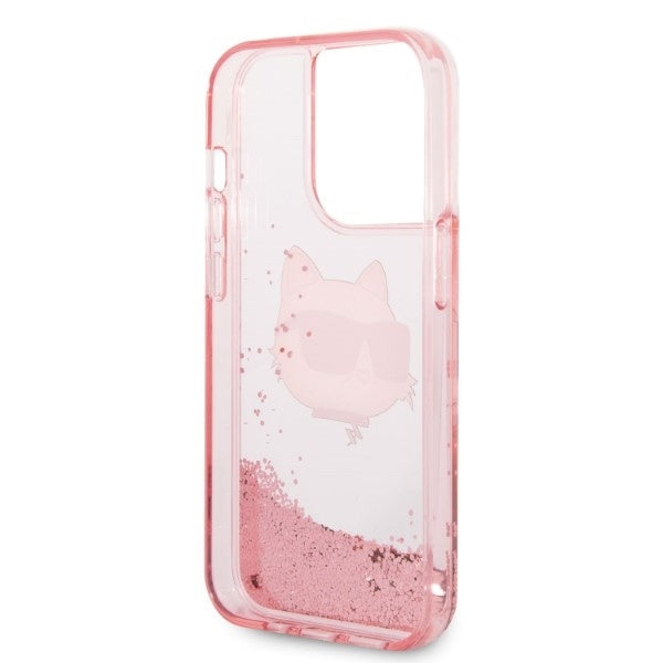 Deksel for Apple iPhone 14 Pro, Karl Lagerfeld, Glitter Choupette's Head, Rosa
