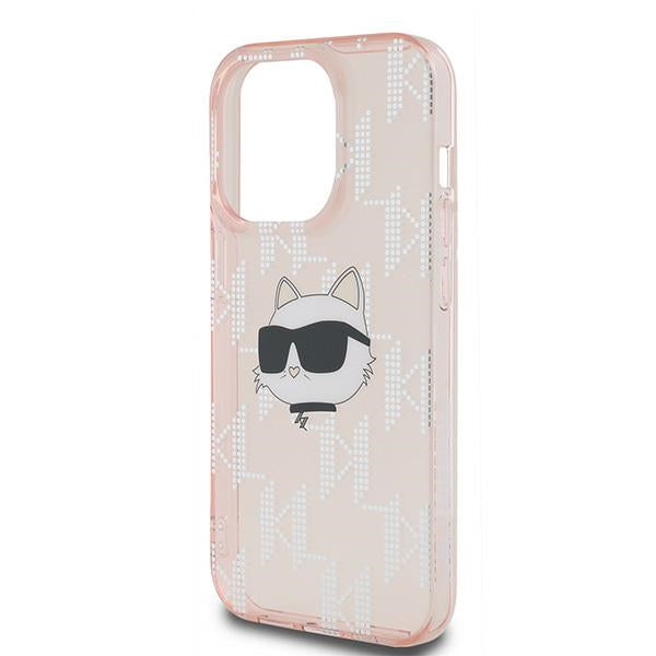 Deksel for Apple iPhone 14 Pro, Karl Lagerfeld, IML Luxury Monogram Choupette's Head, Rosa