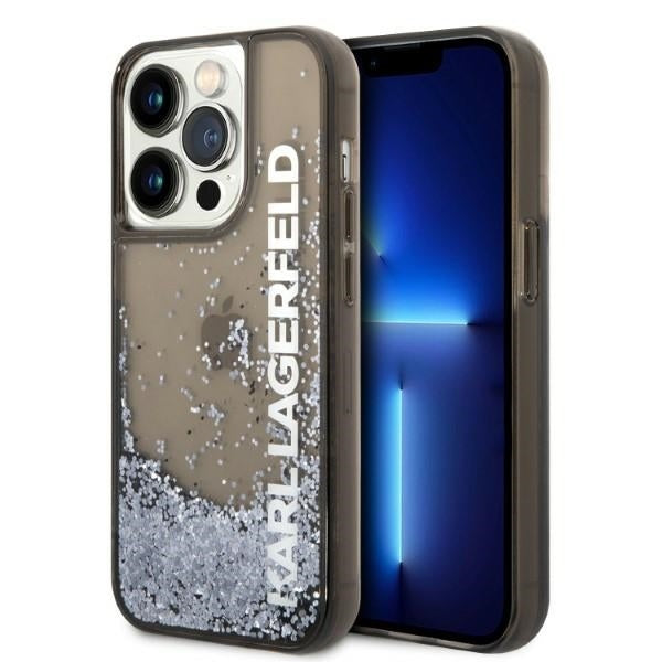 Deksel for Apple iPhone 14 Pro, Karl Lagerfeld, Liquid Glitter KL Logo, Svart