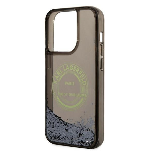 Deksel for Apple iPhone 14 Pro, Karl Lagerfeld, Liquid Glitter RSG, Svart