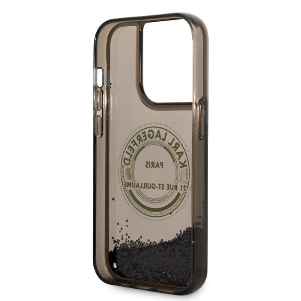 Deksel for Apple iPhone 14 Pro, Karl Lagerfeld, Liquid Glitter RSG, Svart