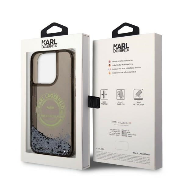 Deksel for Apple iPhone 14 Pro, Karl Lagerfeld, Liquid Glitter RSG, Svart
