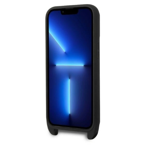Deksel for Apple iPhone 14 Pro, Karl Lagerfeld, Monogram Plaque Logo with Strap, Svart
