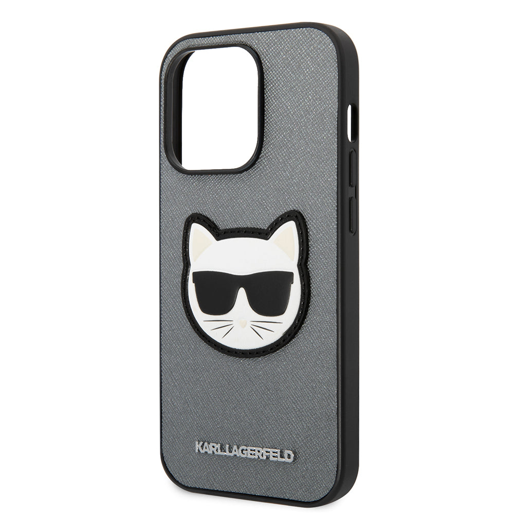 Deksel for Apple iPhone 14 Pro, Karl Lagerfeld, Saffiano Choupette's Head, Sølv
