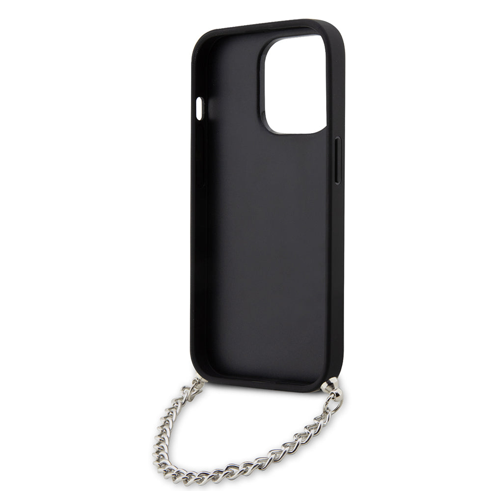Deksel for Apple iPhone 14 Pro, Karl Lagerfeld, Saffiano Monogram Chain, Sølv