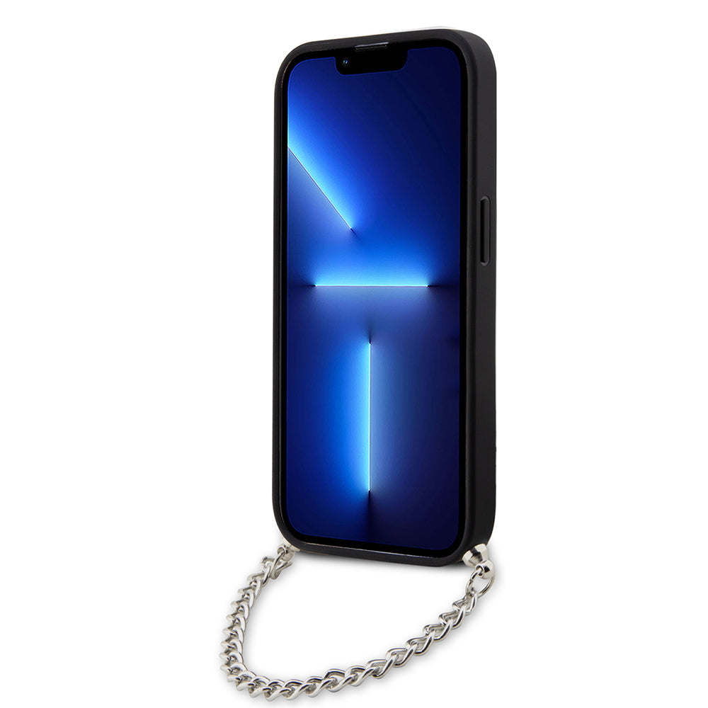 Deksel for Apple iPhone 14 Pro, Karl Lagerfeld, Saffiano Monogram Chain, Sølv