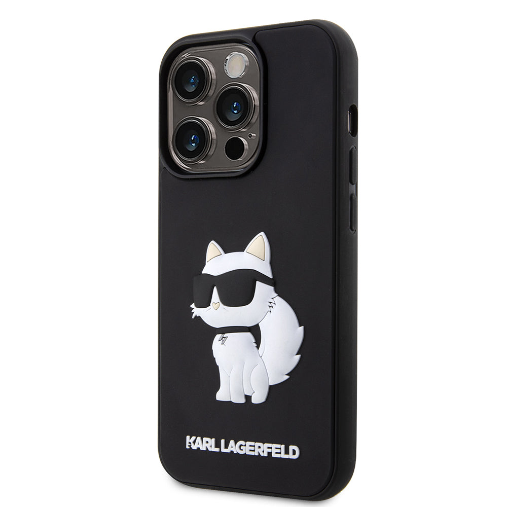 Deksel for Apple iPhone 14 Pro Max, Karl Lagerfeld, 3D Rubber Choupette, Svart