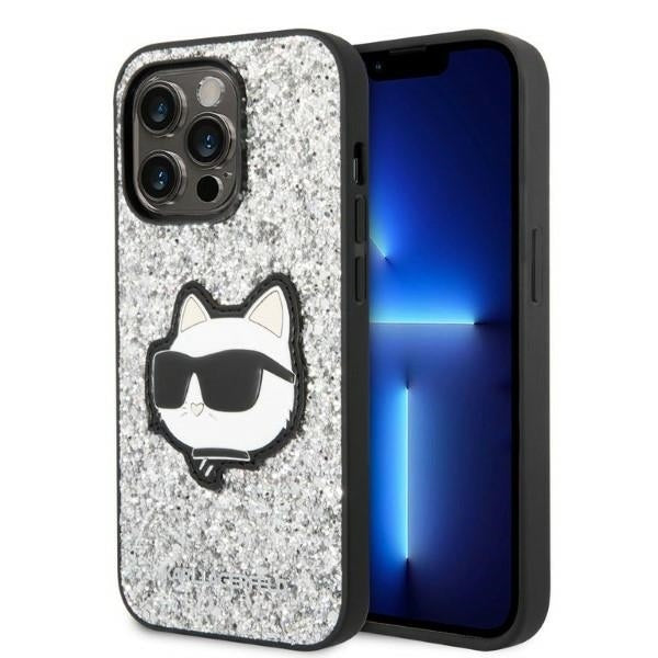 Deksel for Apple iPhone 14 Pro Max, Karl Lagerfeld, Glitter Choupette Patch, Sølvfarget