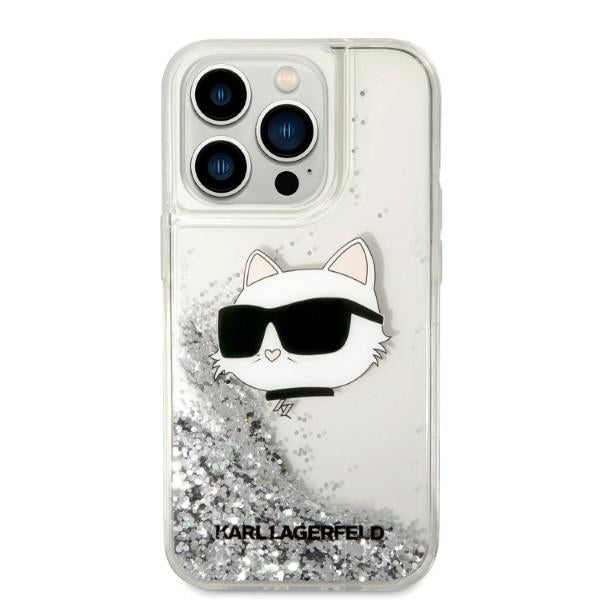 Deksel for Apple iPhone 14 Pro Max, Karl Lagerfeld, Glitter Choupette's Head, Sølvfarget