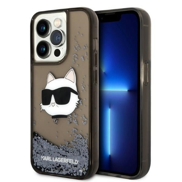 Deksel for Apple iPhone 14 Pro Max, Karl Lagerfeld, Glitter Choupette's Head, Svart