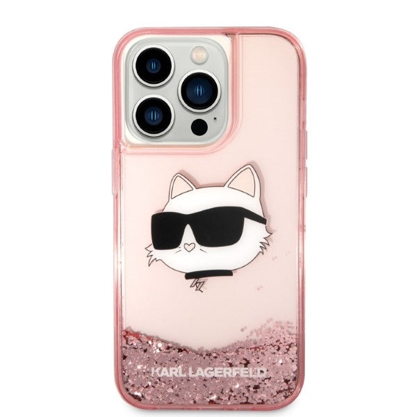 Deksel for Apple iPhone 14 Pro Max, Karl Lagerfeld, Glitter Choupette's Head, Rosa