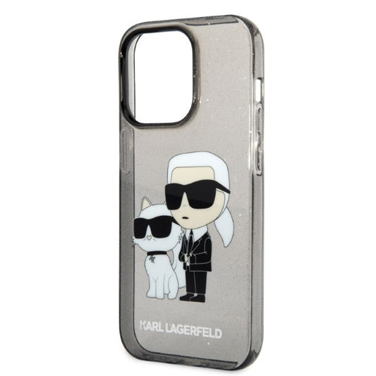 Deksel for Apple iPhone 14 Pro Max, Karl Lagerfeld, Glitter Karl & Choupette, Svart