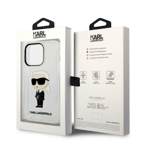 Deksel for Apple iPhone 14 Pro Max, Karl Lagerfeld, Ikonik Karl, Gjennomsiktig