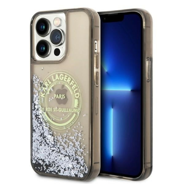 Deksel for Apple iPhone 14 Pro Max, Karl Lagerfeld, Liquid Glitter RSG, Svart