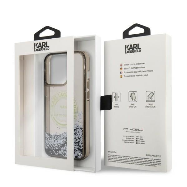 Deksel for Apple iPhone 14 Pro Max, Karl Lagerfeld, Liquid Glitter RSG, Svart