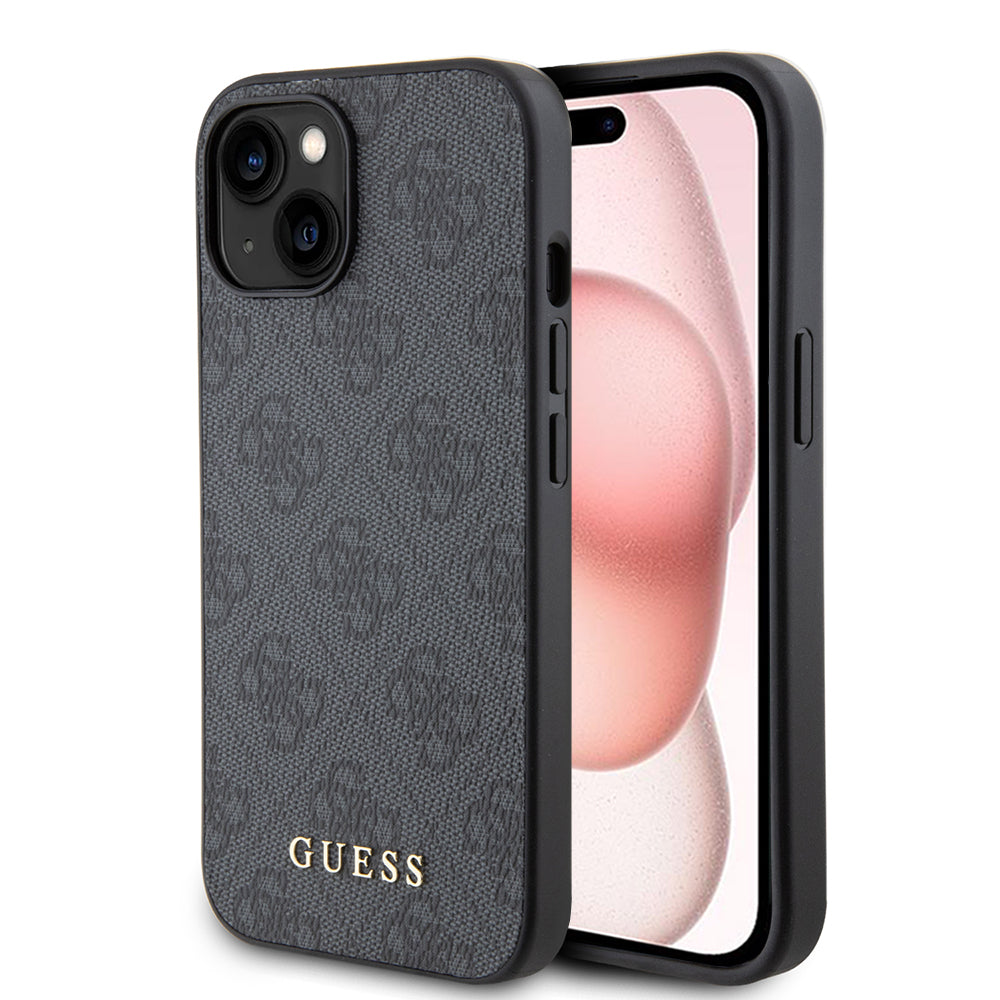 Deksel for Apple iPhone 15, Guess, 4G Metal Gold Logo, Grå